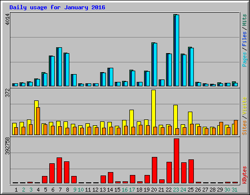 Daily usage for January 2016