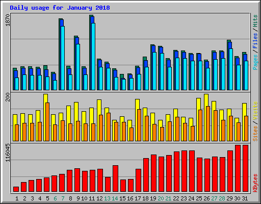 Daily usage for January 2018