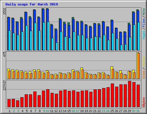 Daily usage for March 2019