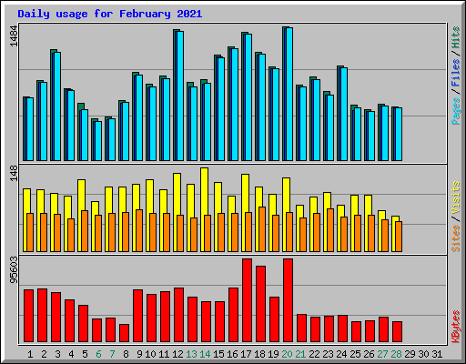 Daily usage for February 2021
