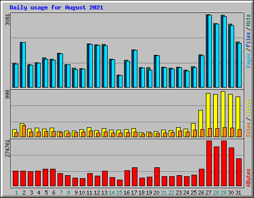 Daily usage for August 2021