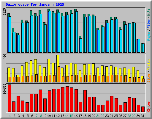 Daily usage for January 2023