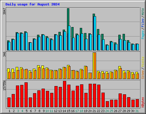 Daily usage for August 2024