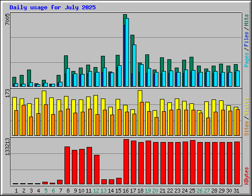 Daily usage for July 2025