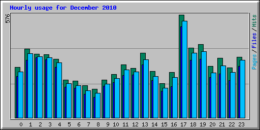 Hourly usage for December 2010