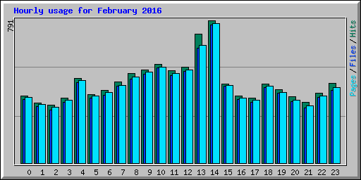 Hourly usage for February 2016