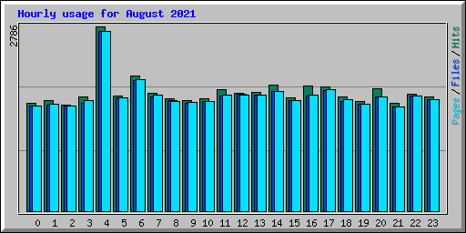 Hourly usage for August 2021